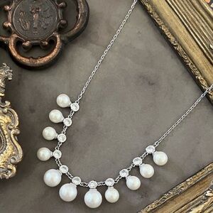 KATE SPADE • Silver Crystal Pearl Necklace